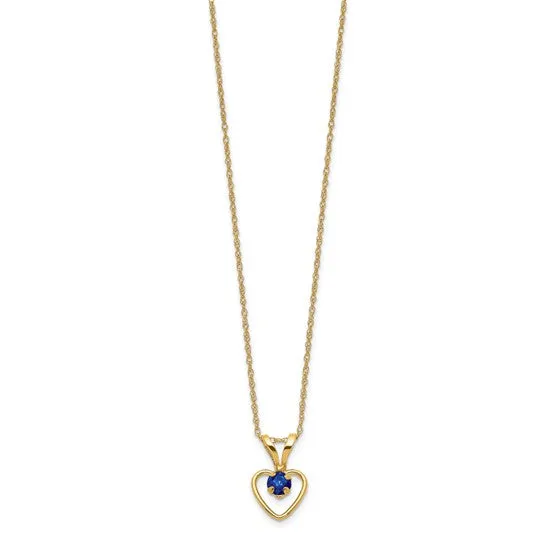 10k or 14k Gold Children's Natural Birthstone Petite Heart 15" Necklace