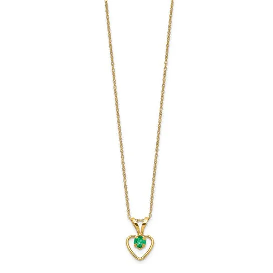 10k or 14k Gold Children's Natural Birthstone Petite Heart 15" Necklace