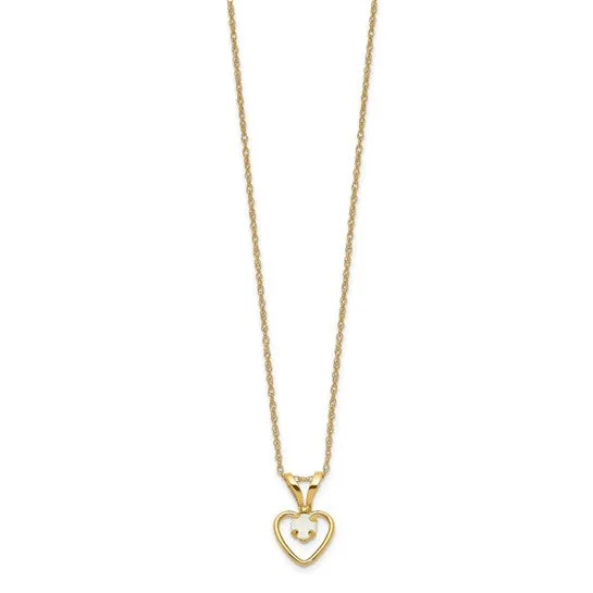 10k or 14k Gold Children's Natural Birthstone Petite Heart 15" Necklace