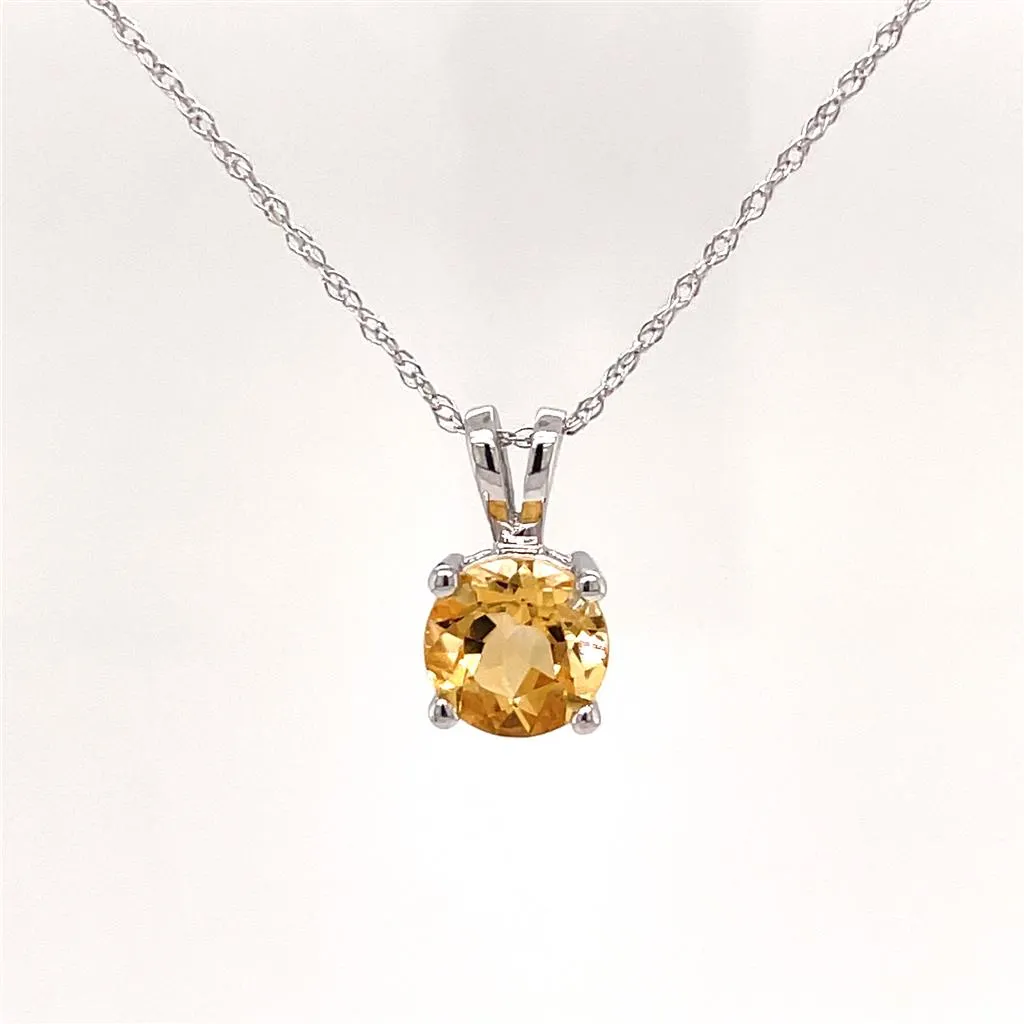 10K White Gold Citrine Pendant