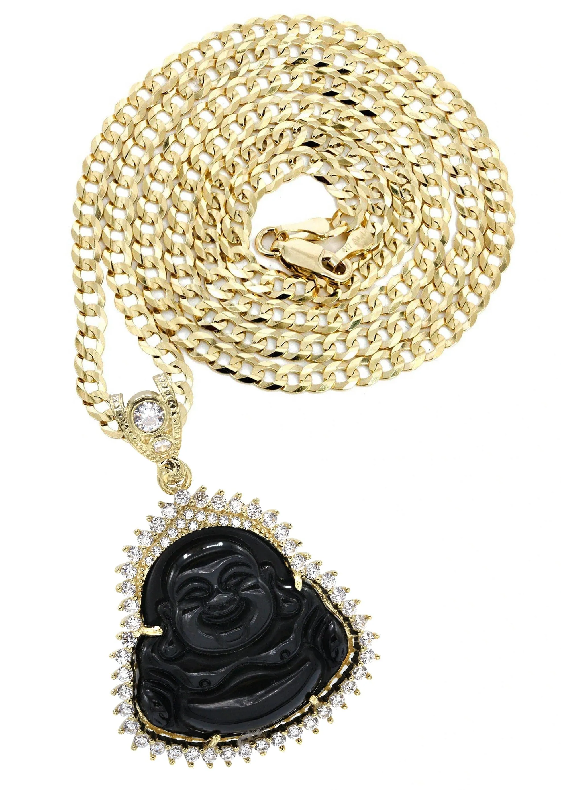 10K Yellow Gold Black Buddha Necklace | Appx. 23.9 Grams