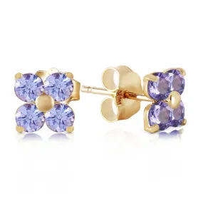 1.15 Carat 14K Solid Yellow Gold Stud Earrings Natural Tanzanite