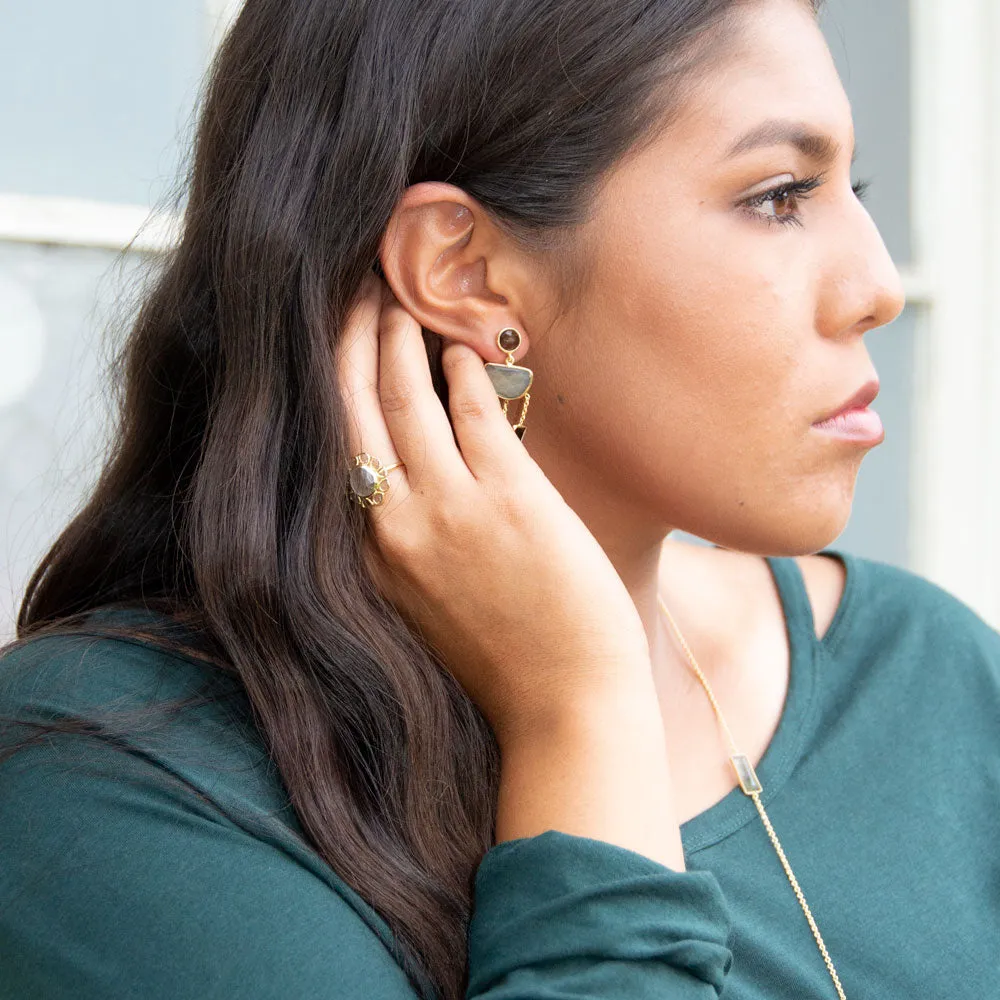 14 Karat Gold Plated Multi Stone Post Earrings