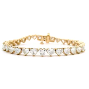 14K Gold Lab-Grown Heart Shape Diamond Tennis Bracelet