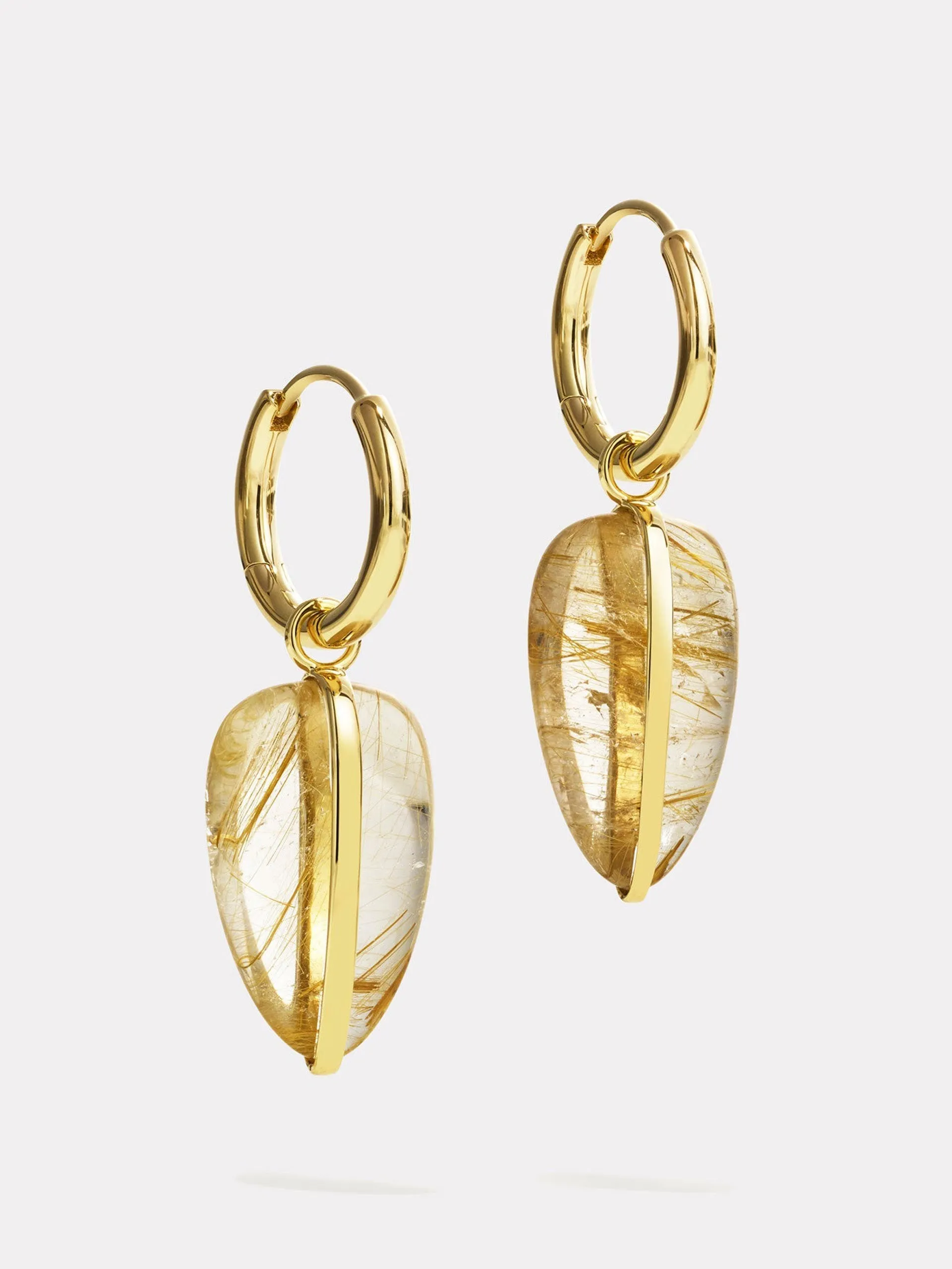 14K pebble earrings rutilated quartz