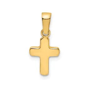 14K Real Yellow Gold High Polished Hollow Latin Cross Pendant Charm, 18x9mm