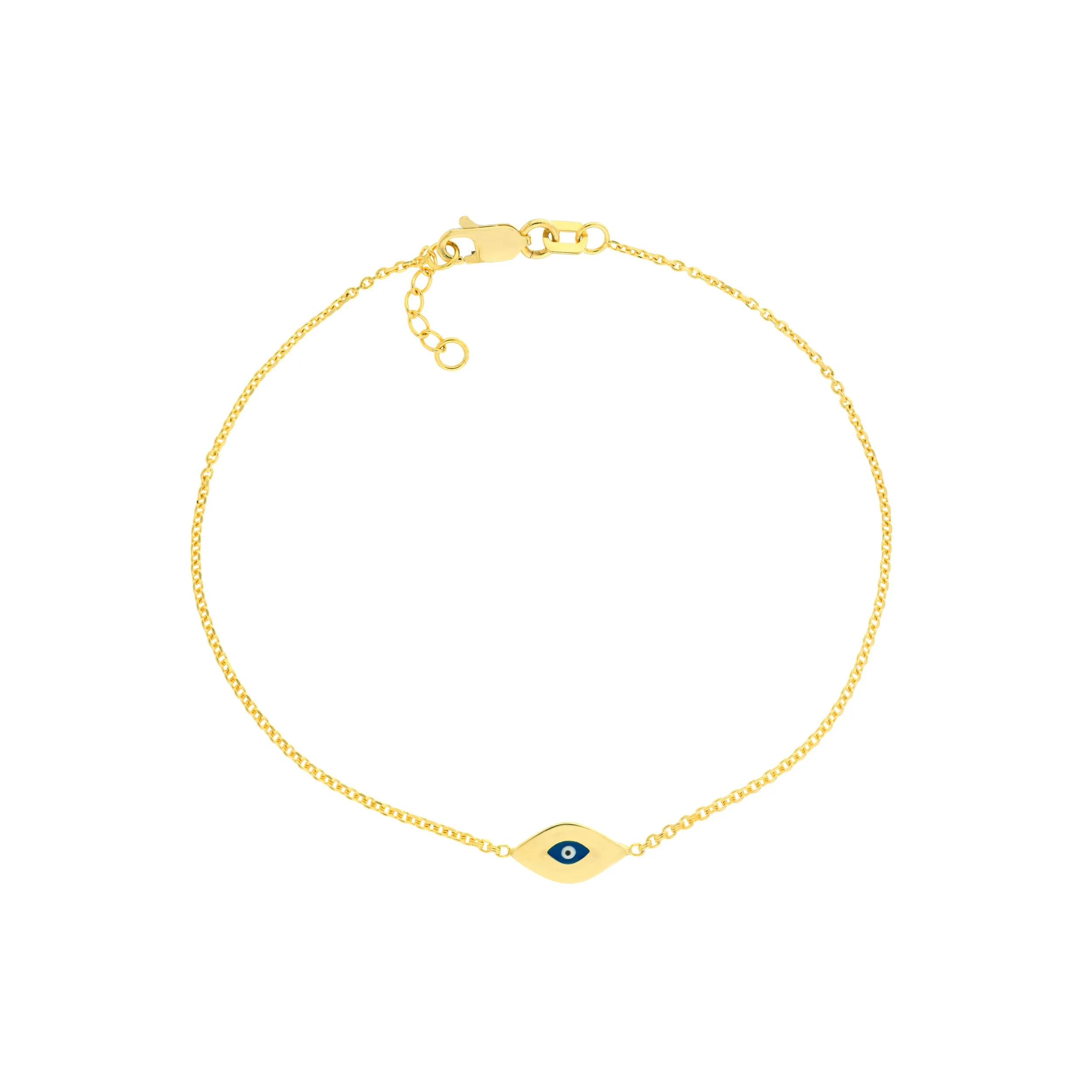 14K Solid Yellow Gold Mini Evil Eye Bracelet