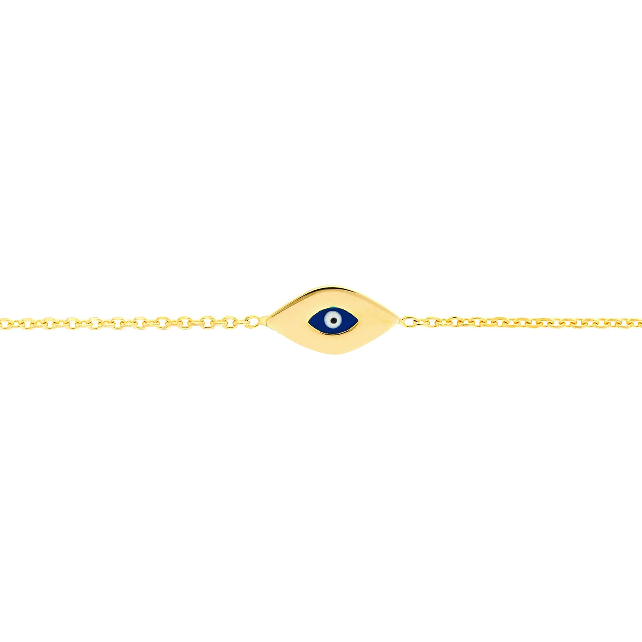 14K Solid Yellow Gold Mini Evil Eye Bracelet