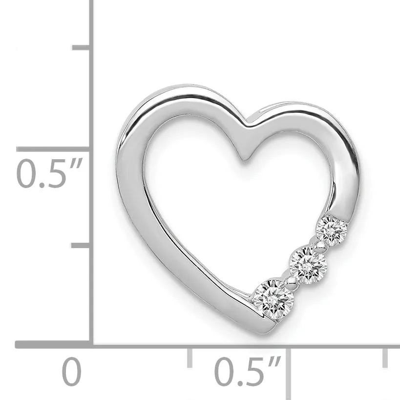 14k White Gold 1/6 Carat Diamond Heart Chain Slide Pendant