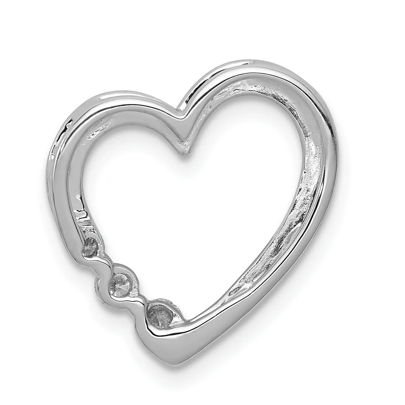 14k White Gold 1/6 Carat Diamond Heart Chain Slide Pendant