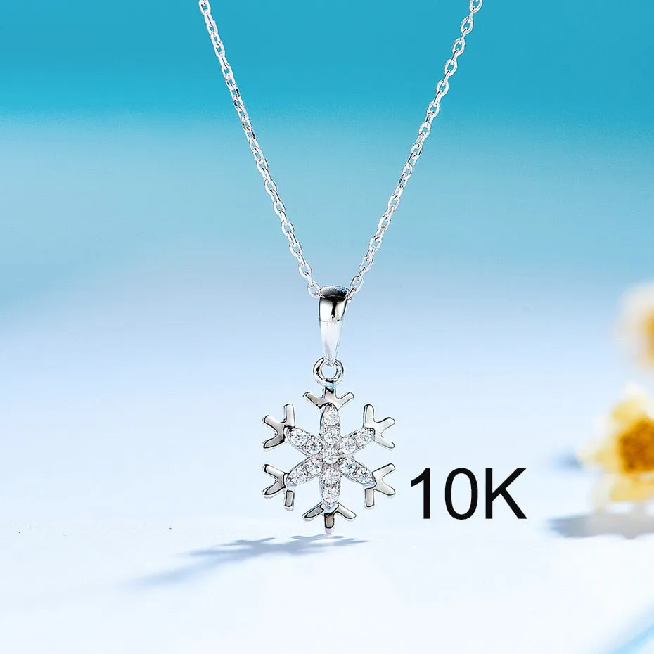 14K White gold Natural Diamond snowflake Pendants