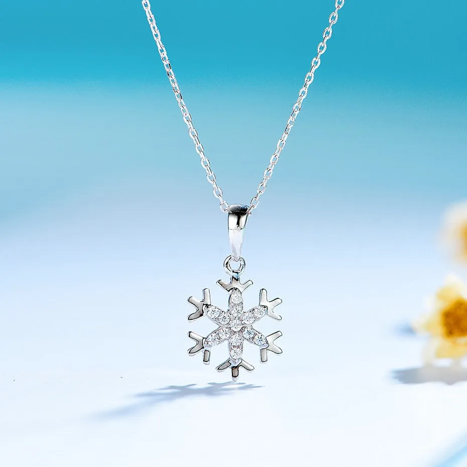 14K White gold Natural Diamond snowflake Pendants