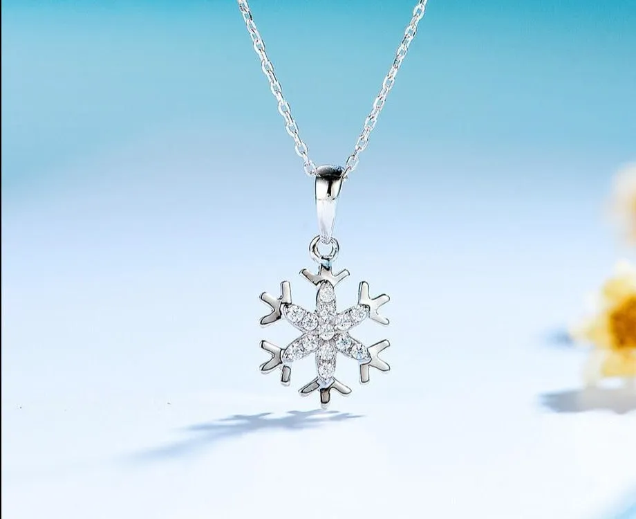 14K White gold Natural Diamond snowflake Pendants