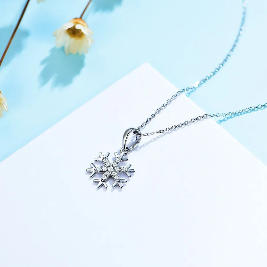 14K White gold Natural Diamond snowflake Pendants