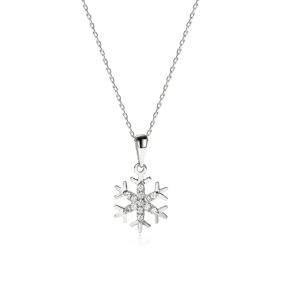 14K White gold Natural Diamond snowflake Pendants