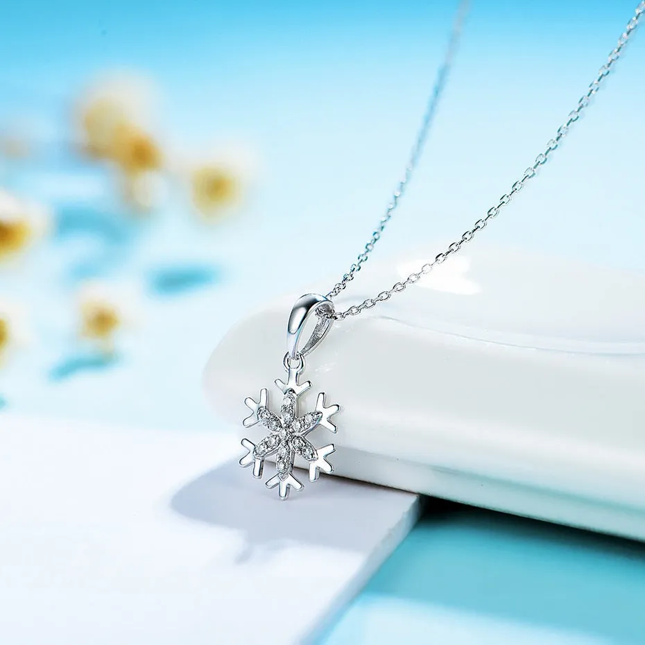 14K White gold Natural Diamond snowflake Pendants