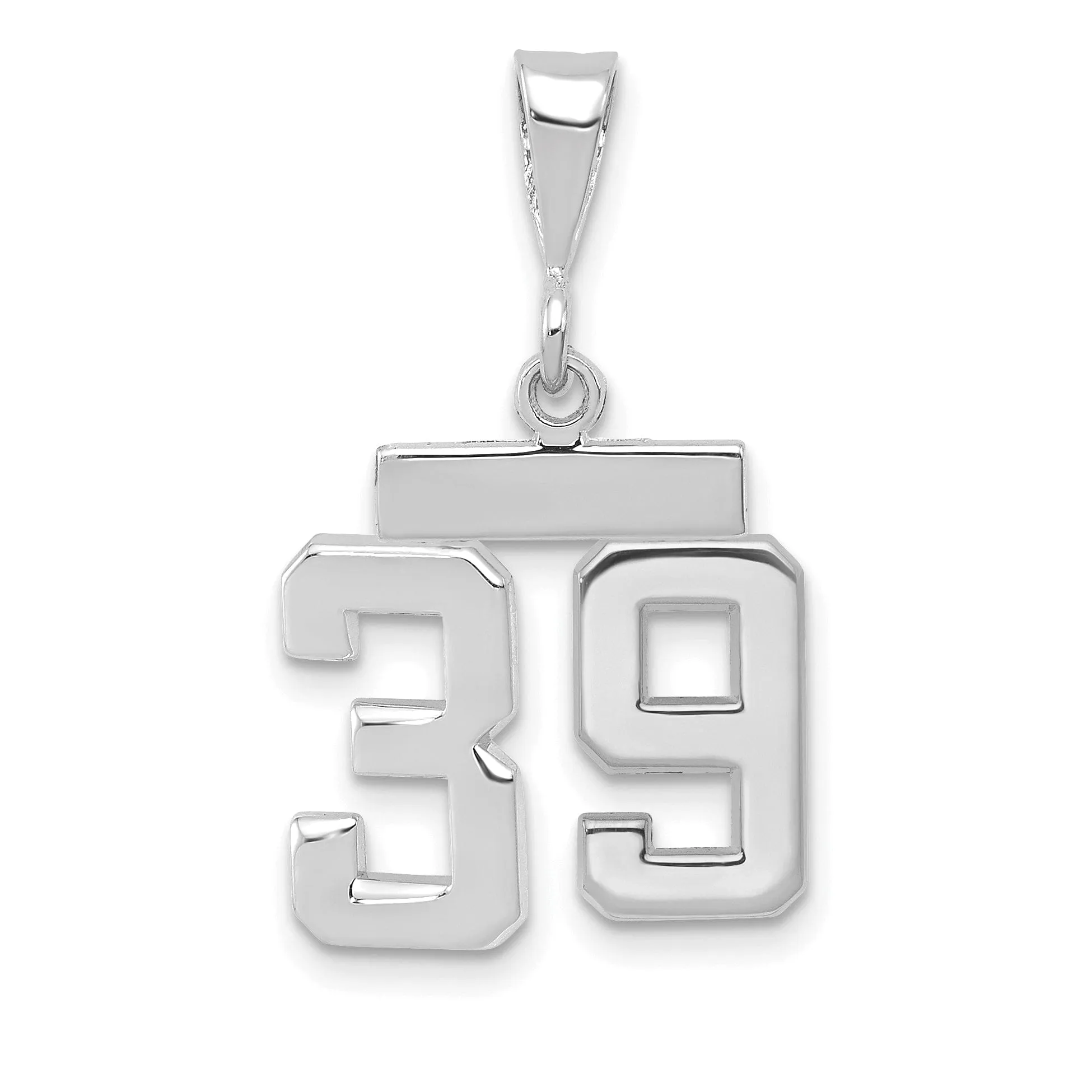 14k White Gold Polished Finish Small Size Number 39 Charm Pendant