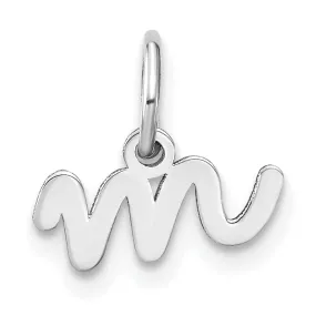 14K White Gold Small Size Lower Case Script Letter M Initial Pendant