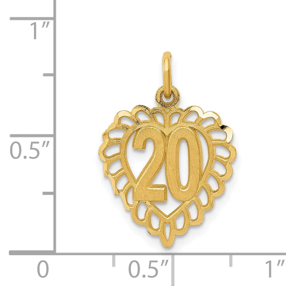 14k Yellow Gold 20 in Heart Charm Pendant