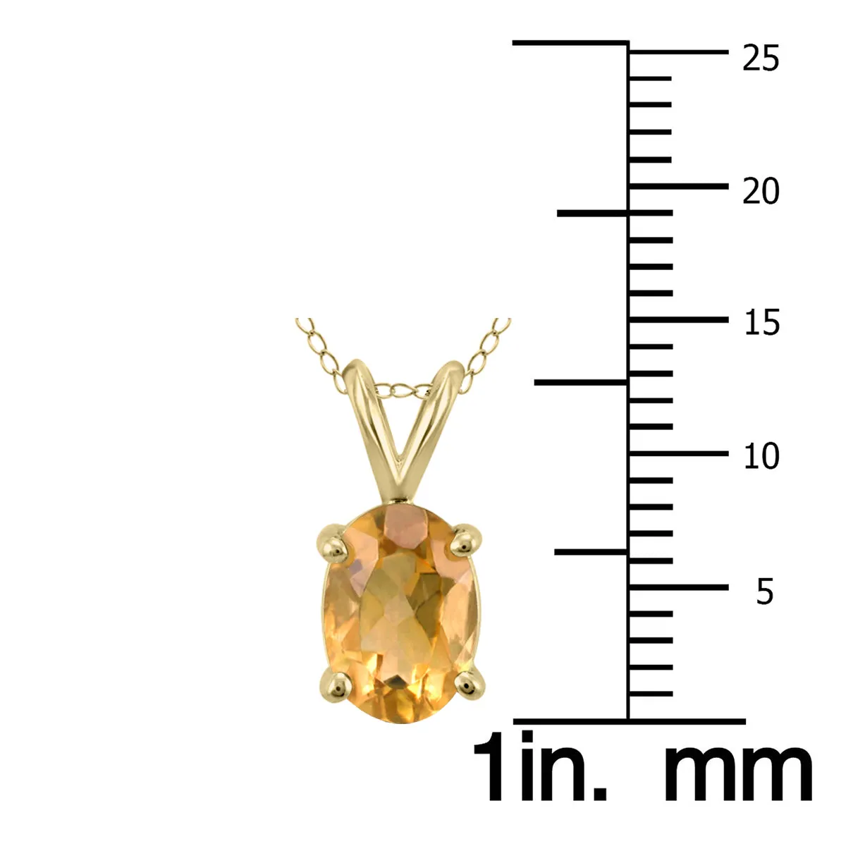 14K Yellow Gold 8X6Mm Oval Citrine Pendant