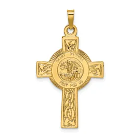 14k Yellow Gold Cross Saint Michael Medal