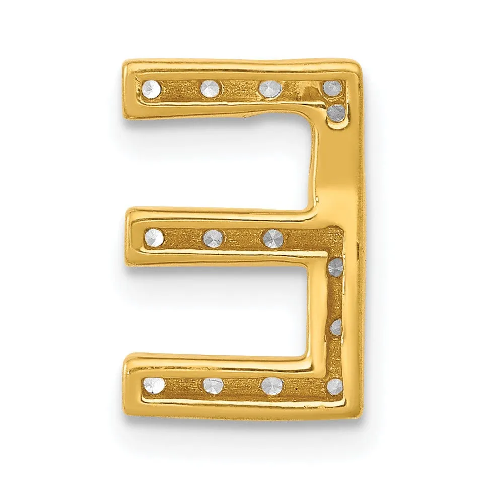 14K Yellow Gold Diamond 0.15-CT Letter E Initial Charm Pendant