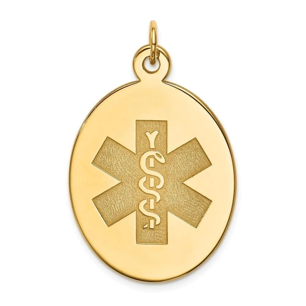 14k Yellow Gold Medical Alert ID Pendant