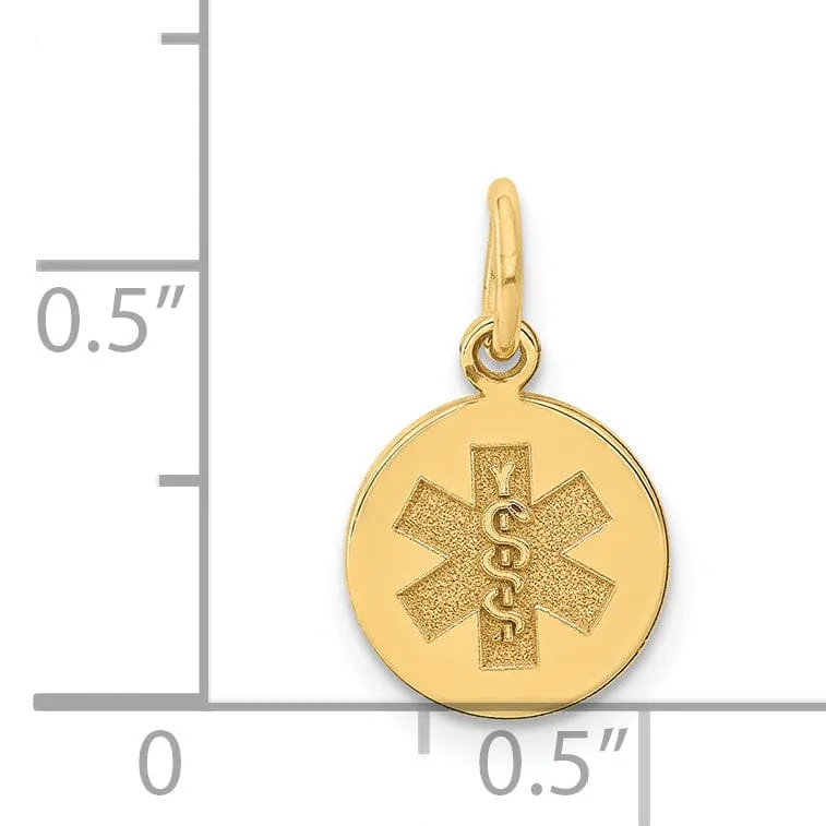 14k Yellow Gold Medical Alert Pendant