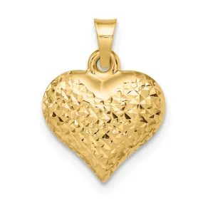 14k Yellow Gold Polished D.C Large Puffed Heart Pendant