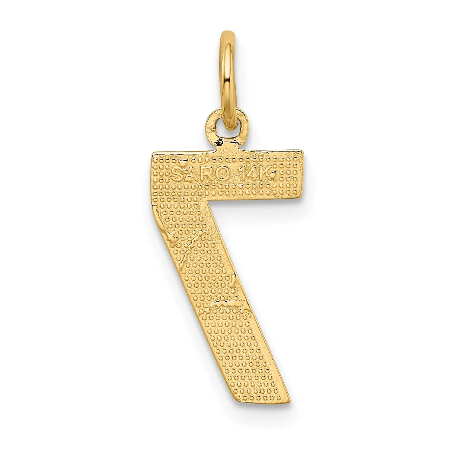 14K Yellow Gold Polished Diamond Cut Finish Medium Size Number 7 Charm Pendant