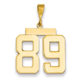 14k Yellow Gold Polished Finish Large Size Number 89 Charm Pendant