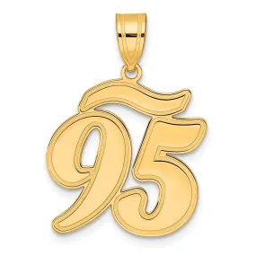 14k Yellow Gold Polished Finish Script Design Number 95 Charm Pendant