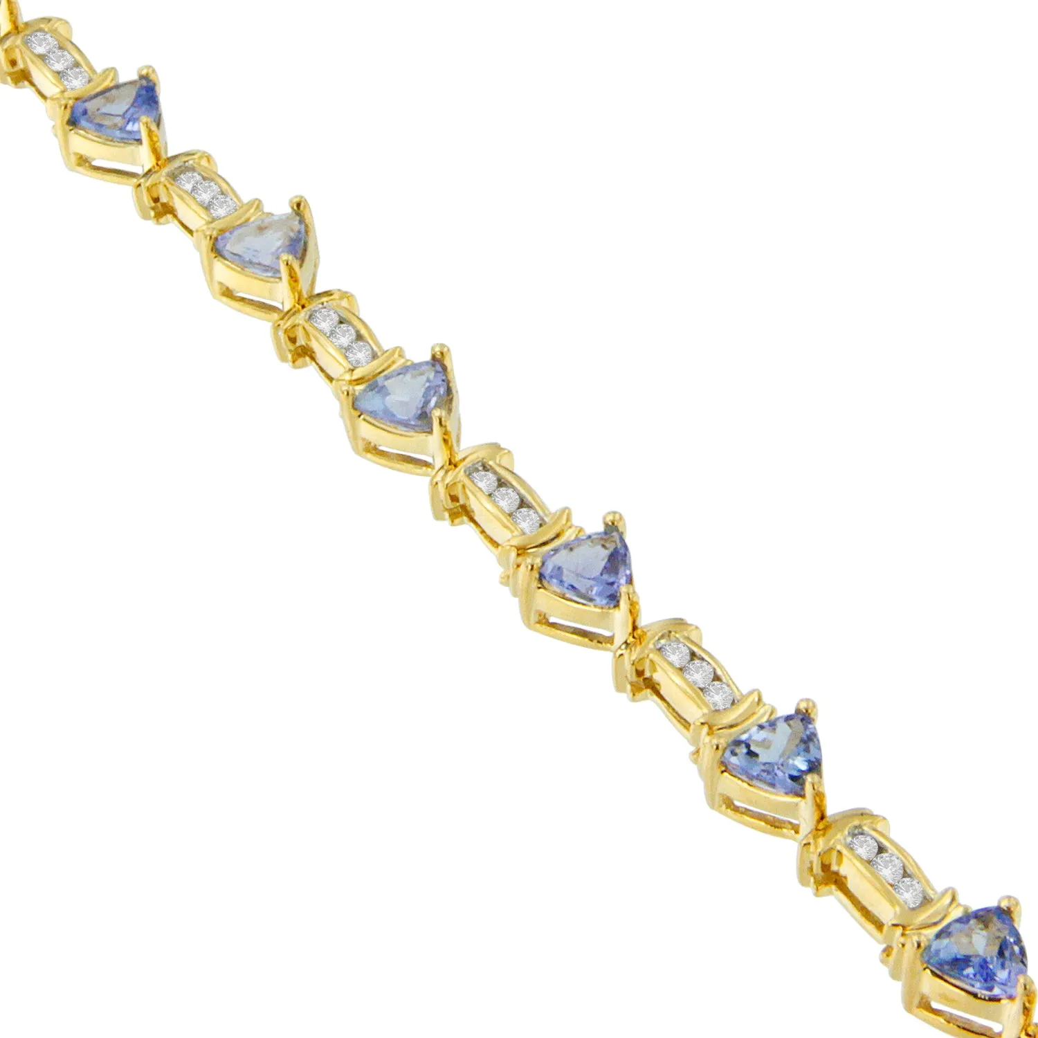 14K Yellow Gold Round-Cut Diamond and Tanzanite Bracelet