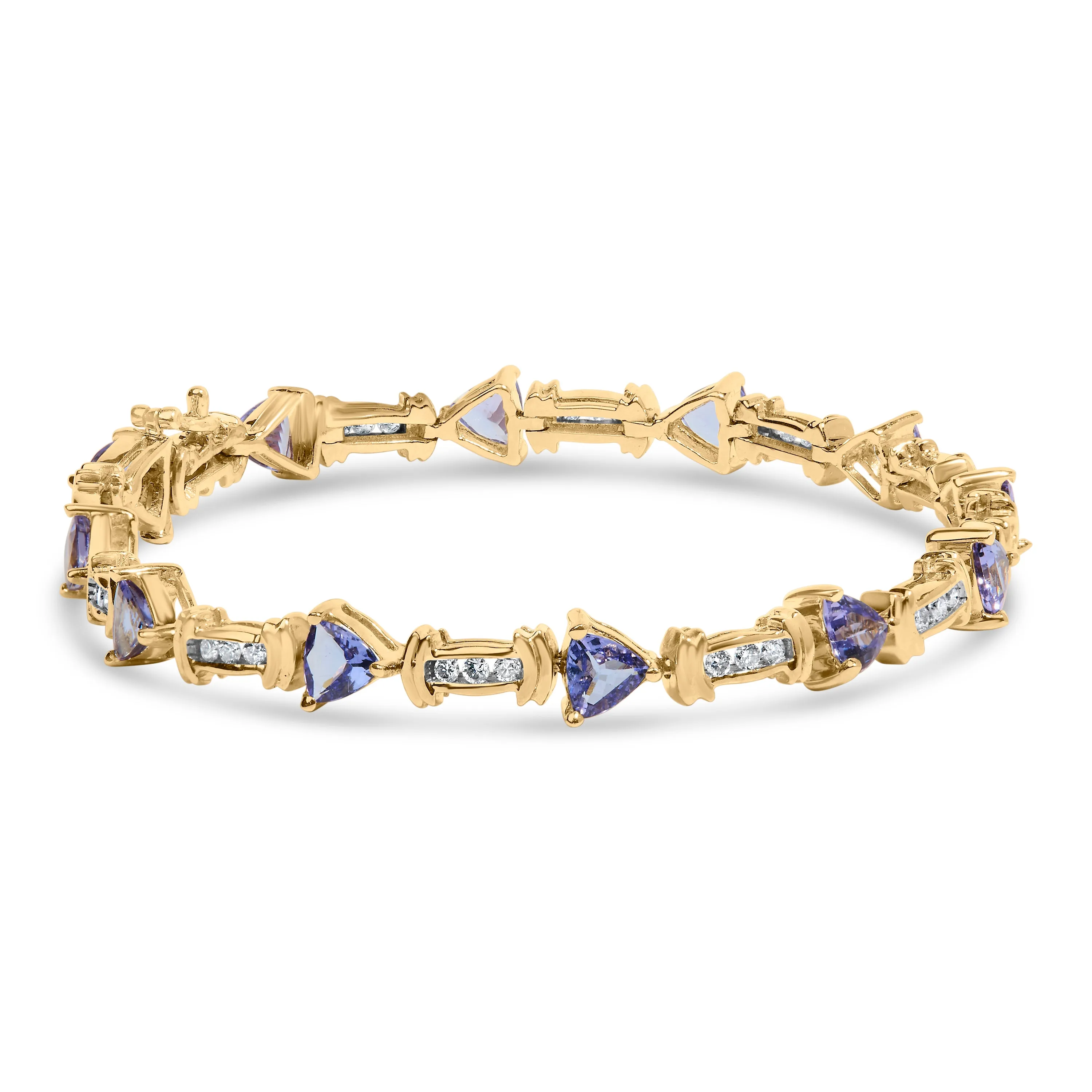 14K Yellow Gold Round-Cut Diamond and Tanzanite Bracelet