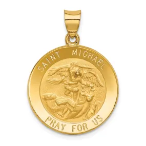 14k Yellow Gold Saint Michael Medal Pendant