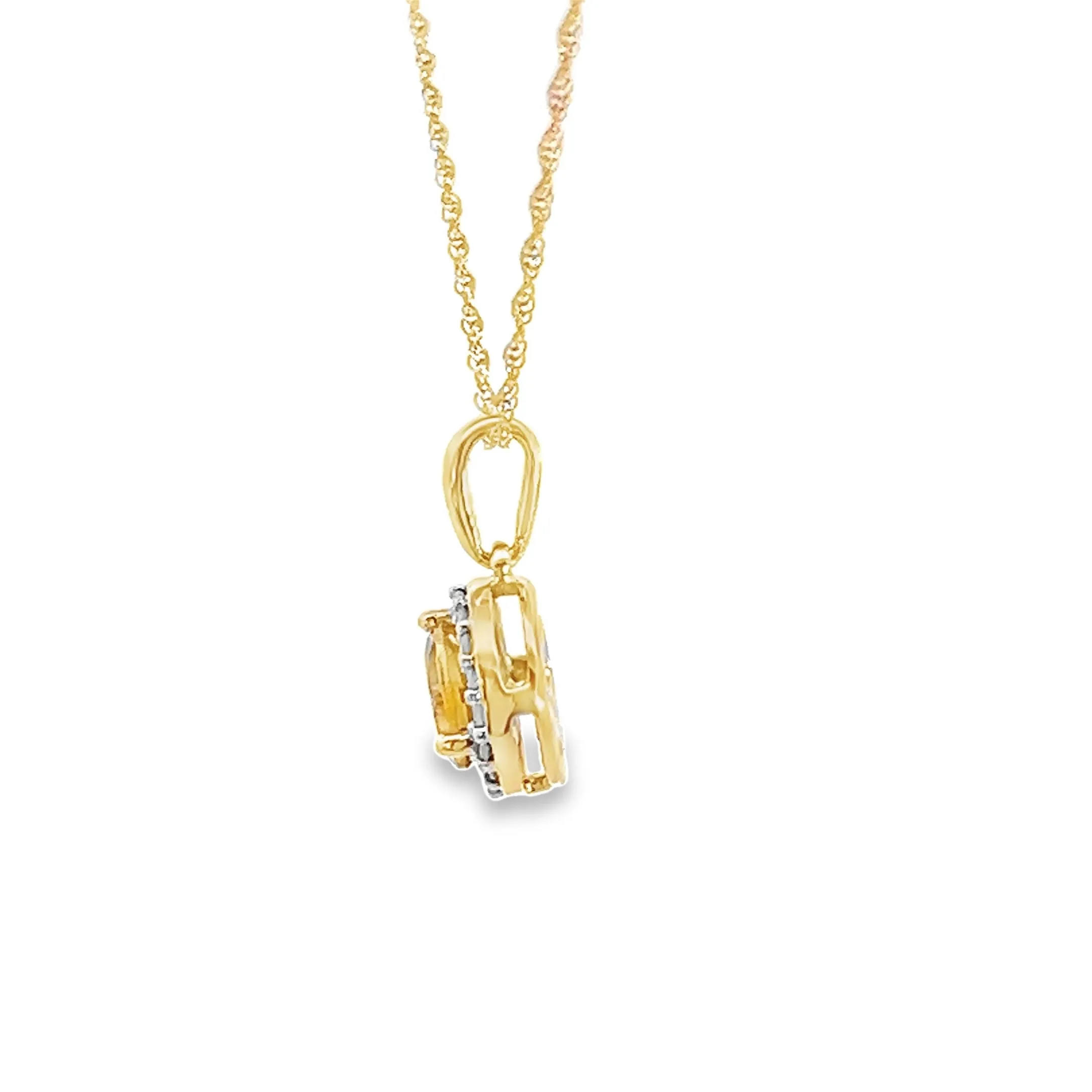 14kt Yellow Gold and Citrine and Diamond Pendant