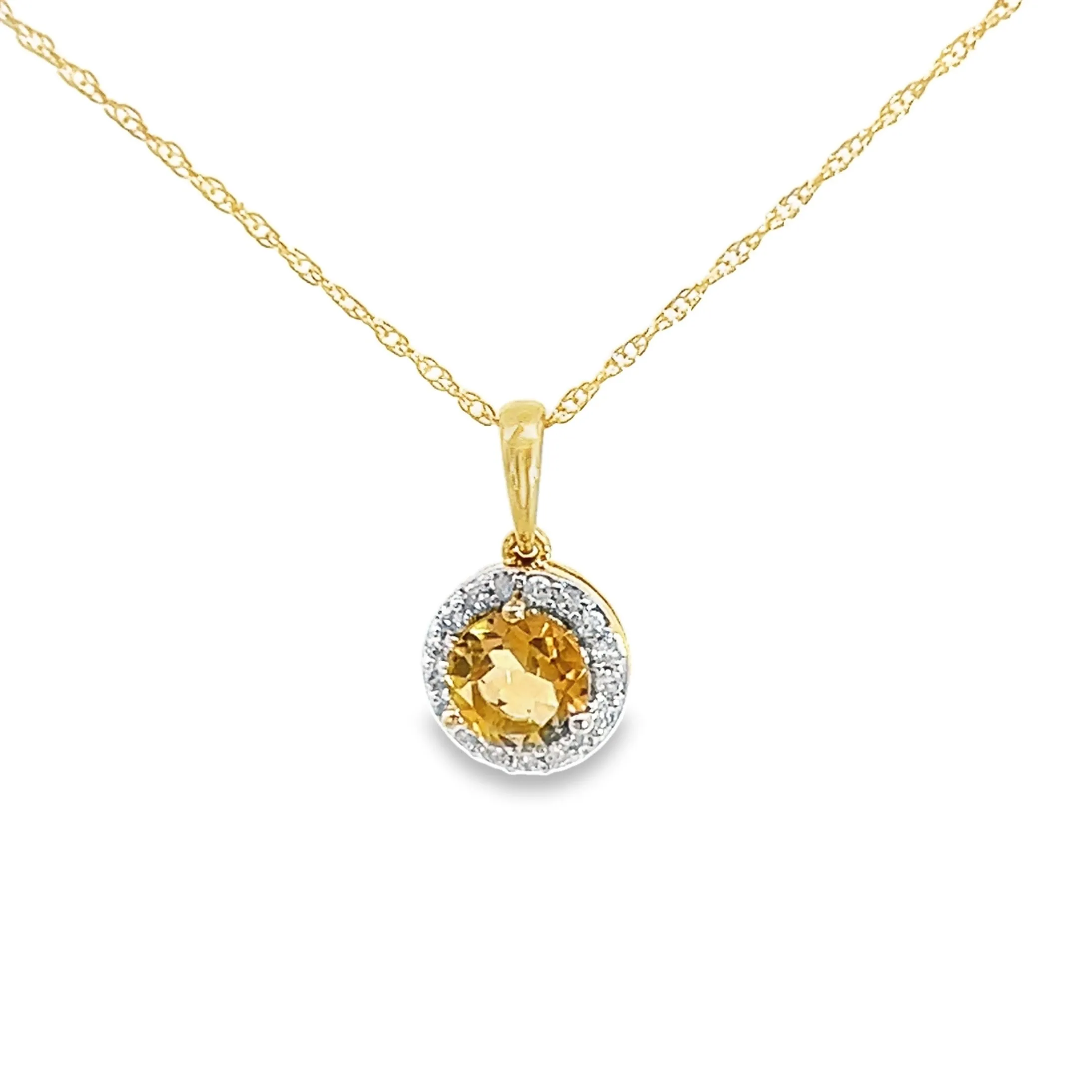 14kt Yellow Gold and Citrine and Diamond Pendant