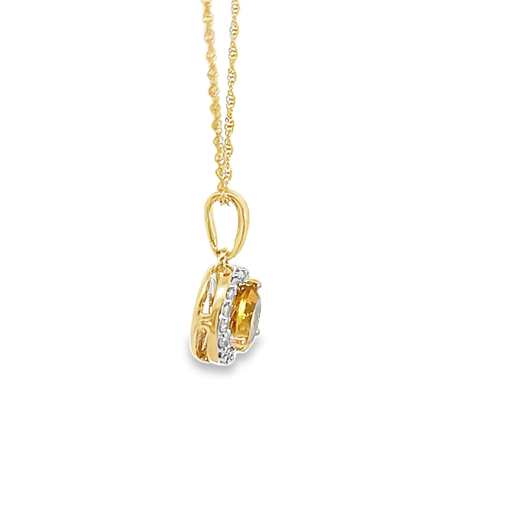 14kt Yellow Gold and Citrine and Diamond Pendant