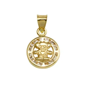 14P00038 - 14 Karat Yellow Gold CZ Boy Disc Pendant