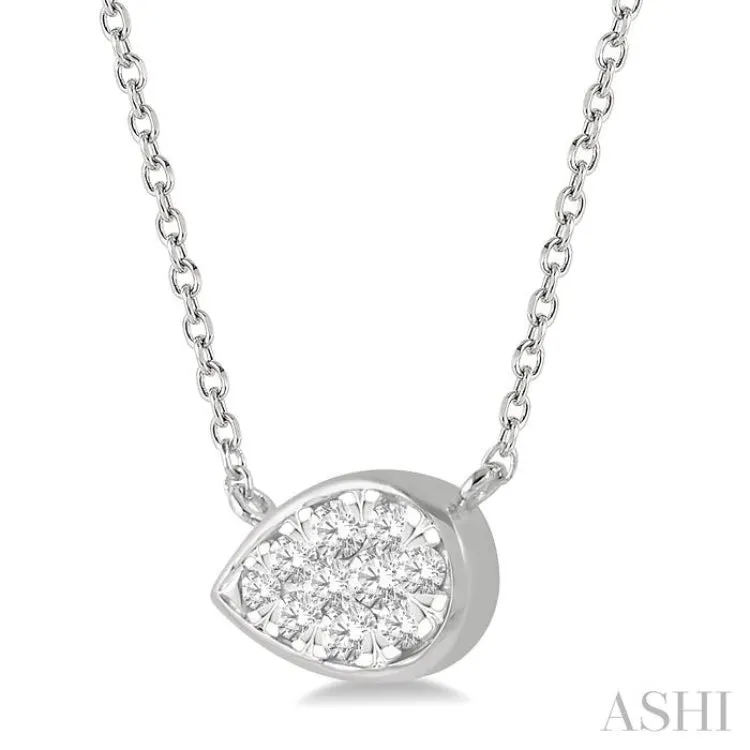 1/6 Ctw Pear Shape Lovebright Diamond Necklace in 14K White Gold