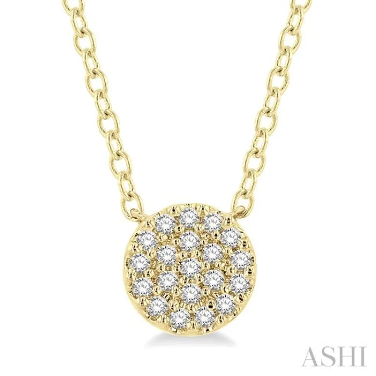 1/8 Ctw Disc Shape Round Cut Diamond Petite Fashion Pendant With Chain in 10K Yellow Gold