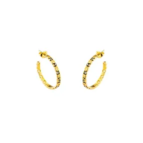 18 Karat Yellow gold Micro Windows large hoop earrings with diamonds