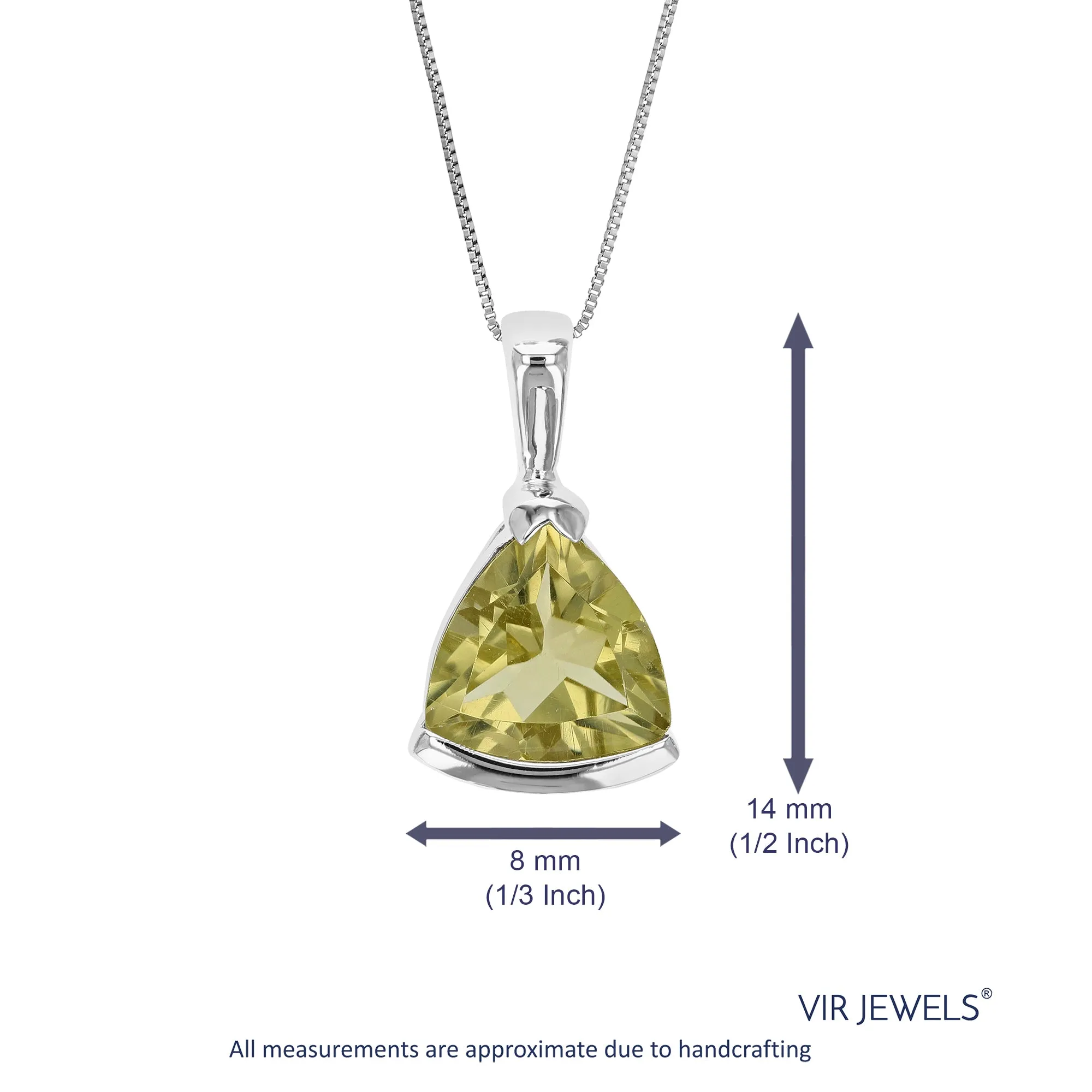 1.80 cttw Pendant Necklace, Lemon Quartz Pendant Necklace for Women in .925 Sterling Silver with 18 Inch Chain, Channel Setting