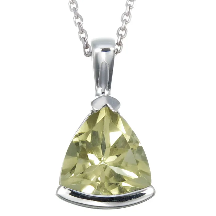 1.80 cttw Pendant Necklace, Lemon Quartz Pendant Necklace for Women in .925 Sterling Silver with 18 Inch Chain, Channel Setting