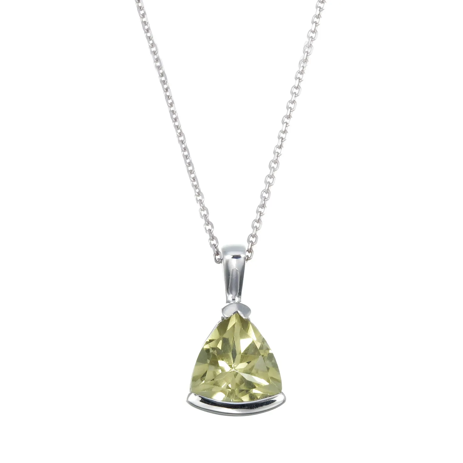 1.80 cttw Pendant Necklace, Lemon Quartz Pendant Necklace for Women in .925 Sterling Silver with 18 Inch Chain, Channel Setting