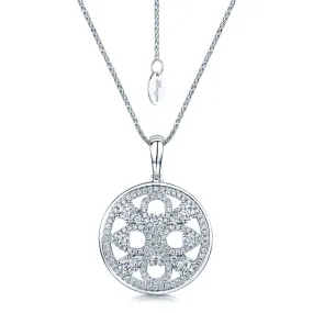 18ct White Gold Ornate Diamond Circular Pendant