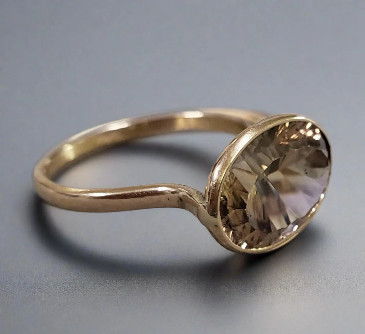 18k Gold Champagne Quartz Ring