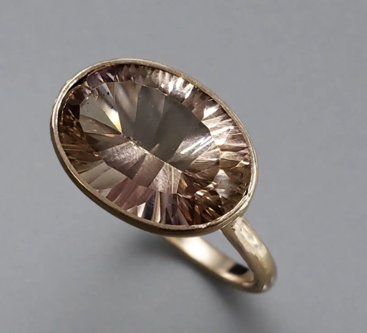 18k Gold Champagne Quartz Ring