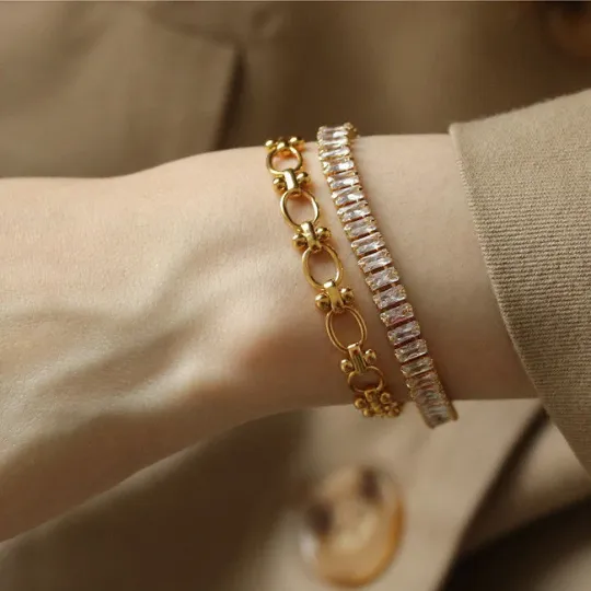 18K Gold-Filled Baguette Tennis Bracelet