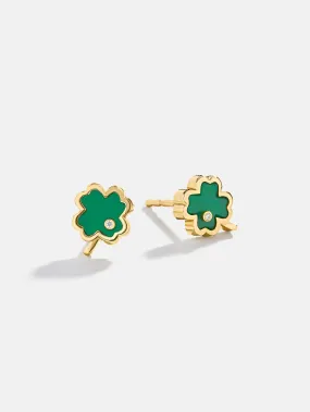 18K Gold Four-Leaf Clover Earrings - Four-Leaf Clover